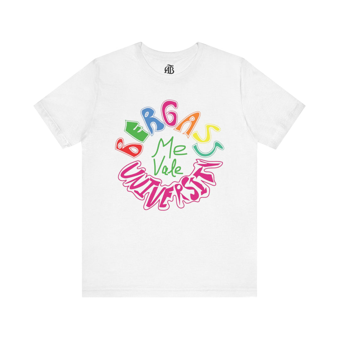 Trendy statement shirt with Bergass University logo and message