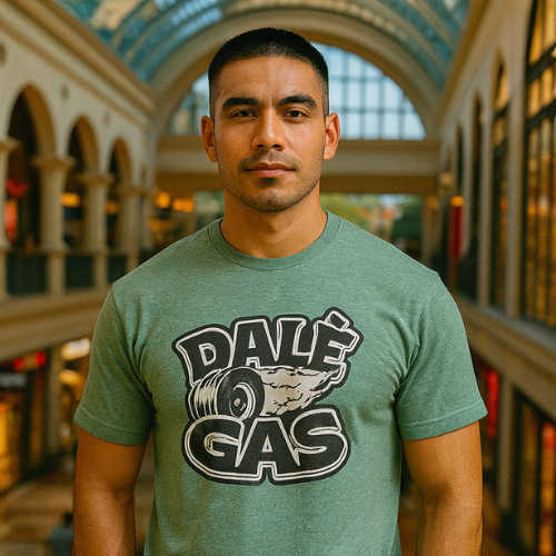 Dalè Gas t-shirt with bold paisa car culture slogan design