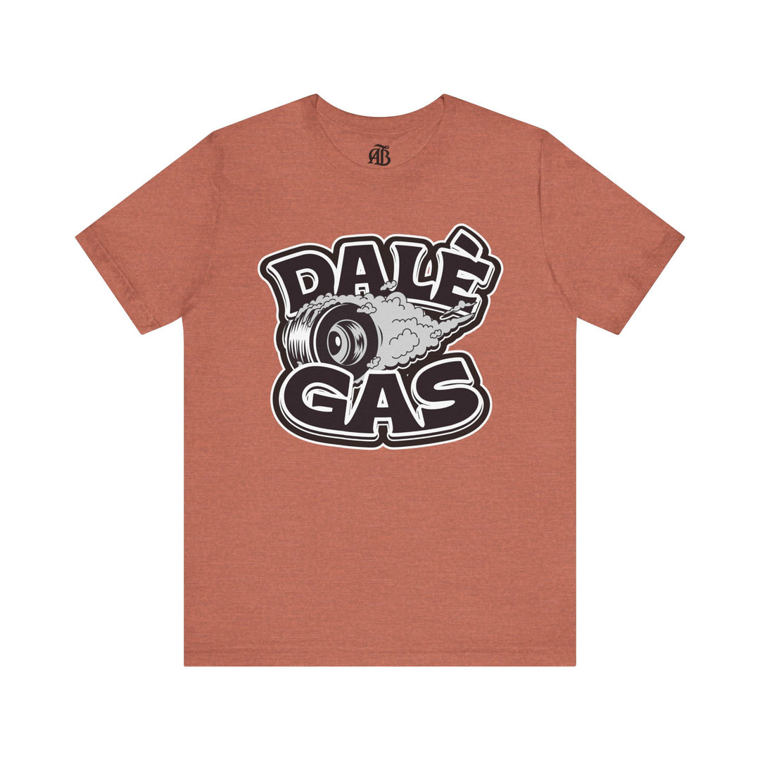 Casual graphic shirt with Dalè Gas phrase for gearheads and racers