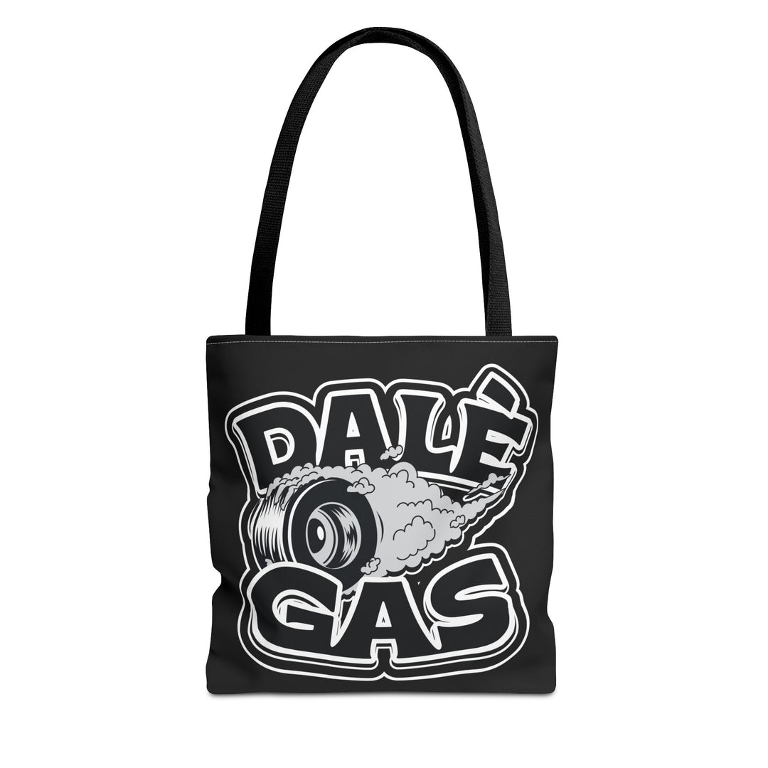 Stylish Dalè Gas Black Tote Bag with bold white graphic design