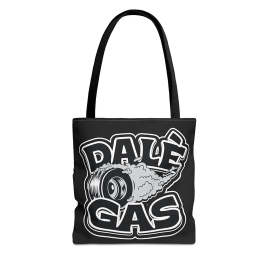 Stylish Dalè Gas Black Tote Bag with bold white graphic design