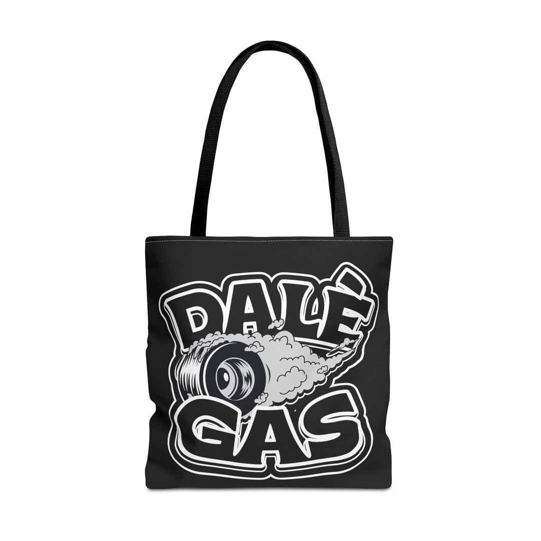 Dalè Gas Black Tote Bag with durable handles and bold print