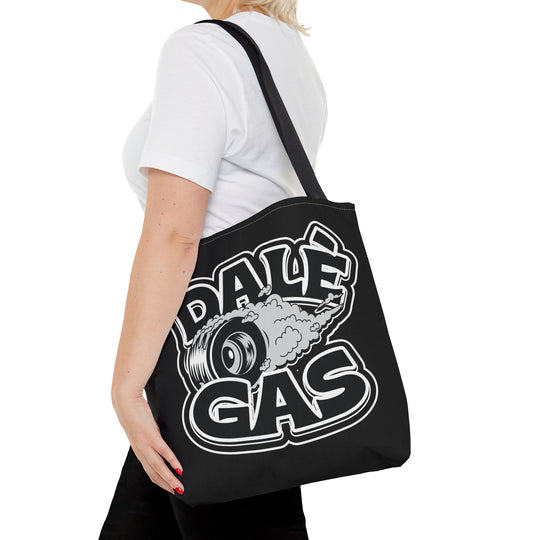 Stylish Dalè Gas Black Tote Bag with bold white graphic design