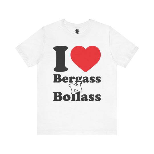 Unisex cotton tee featuring humorous Bergass N Bollass phrase