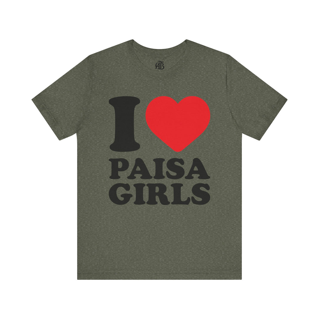 Streetwear-inspired unisex tee with I Love Paisa Girls design