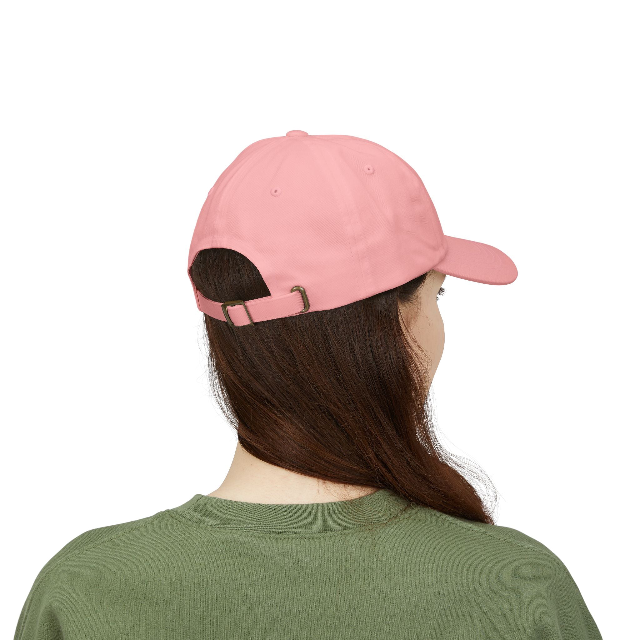 Lets go to the bitch hat, pink, Front view of beige dad cap with embroidered sunset and palm tree design – Let’s Go to the B#@! Hat