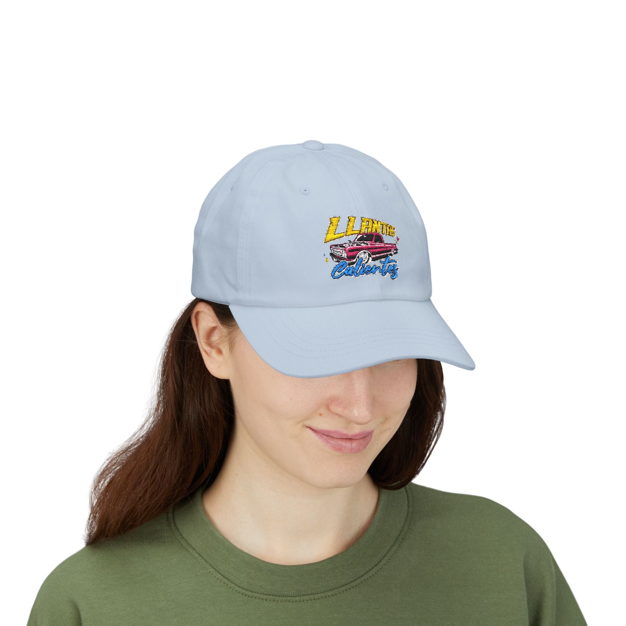 Adjustable cotton cap with Llantas Calientes colorful design