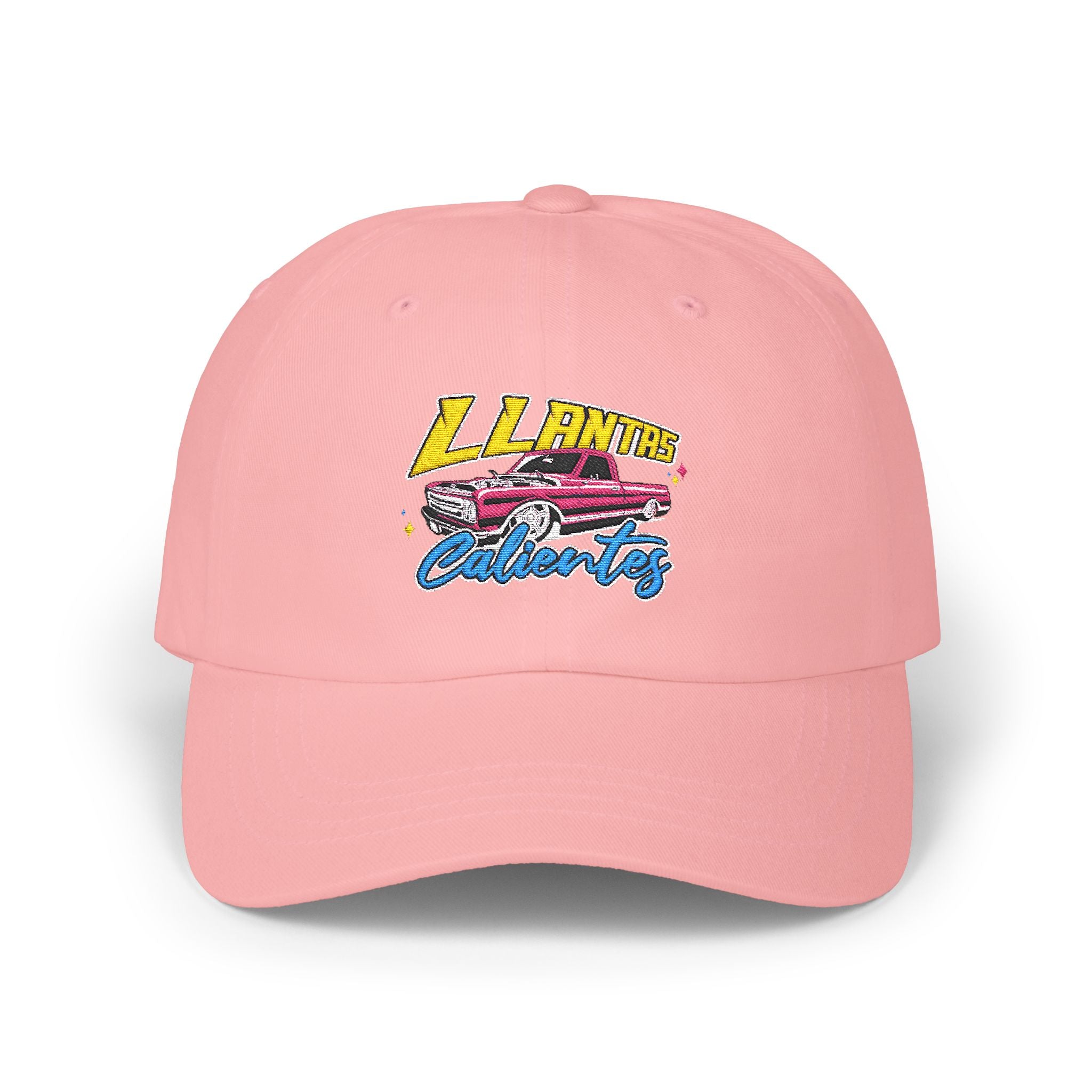 Unisex embroidered car culture cap with vibrant lettering and artwork