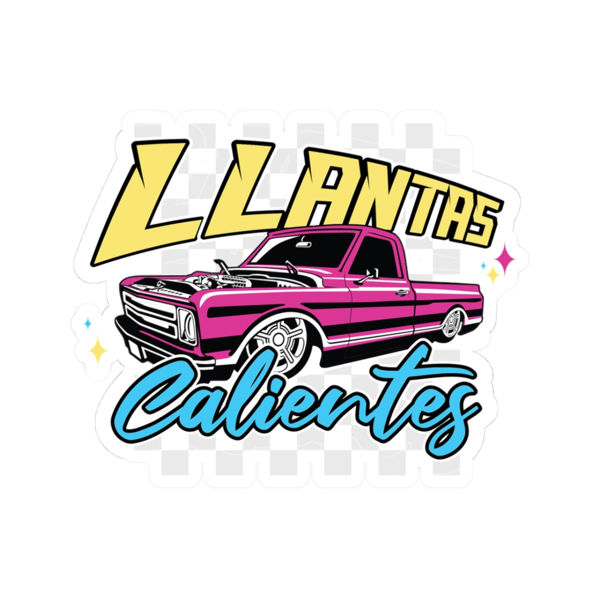 Durable car culture sticker featuring vibrant lowrider artwork