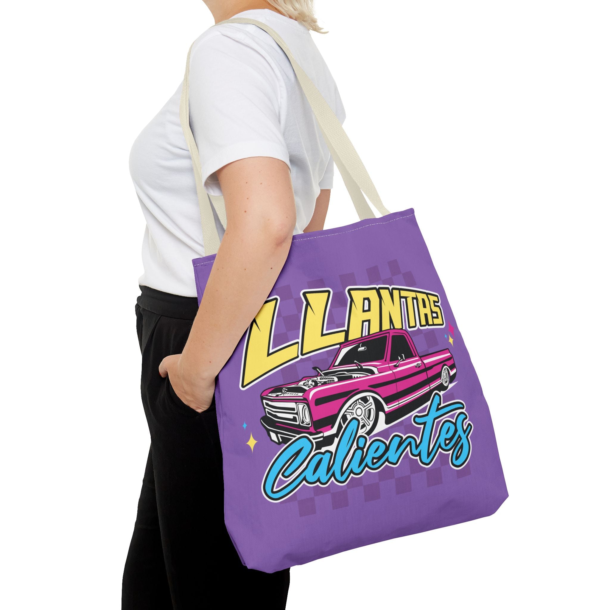 Trendy everyday carry tote with Paisaland car culture design