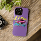 Purple car culture phone case with bold truck graphic