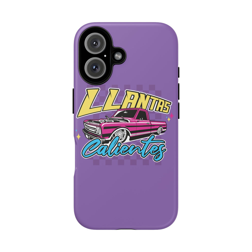Trendy phone accessory with vibrant Llantas Calientes artwork