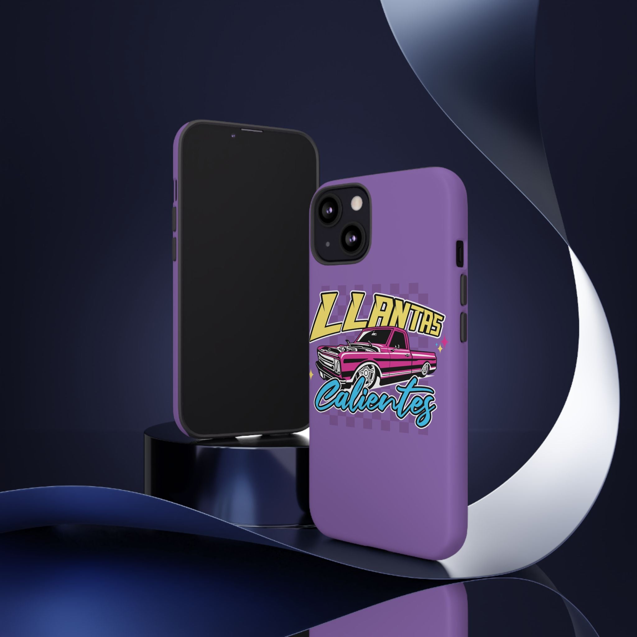 Glossy protective iPhone case featuring colorful lowrider artwork 