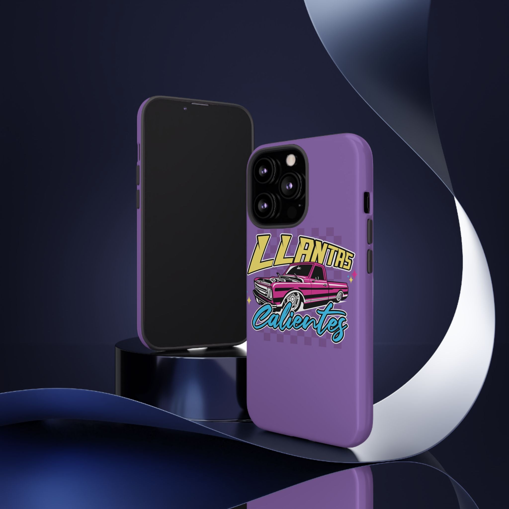 Trendy phone accessory with vibrant Llantas Calientes artwork