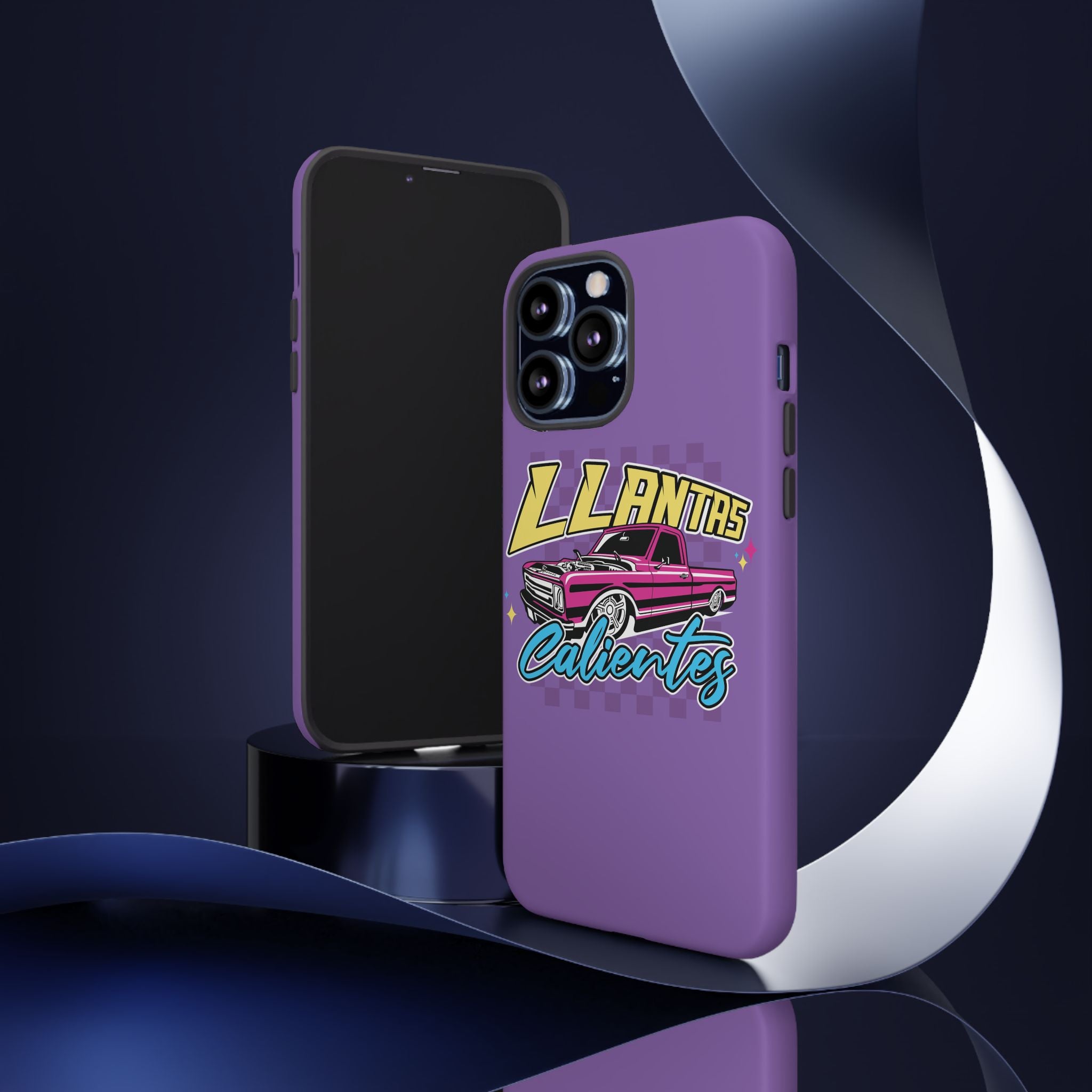 Retro car culture iPhone case with vibrant truck artwork