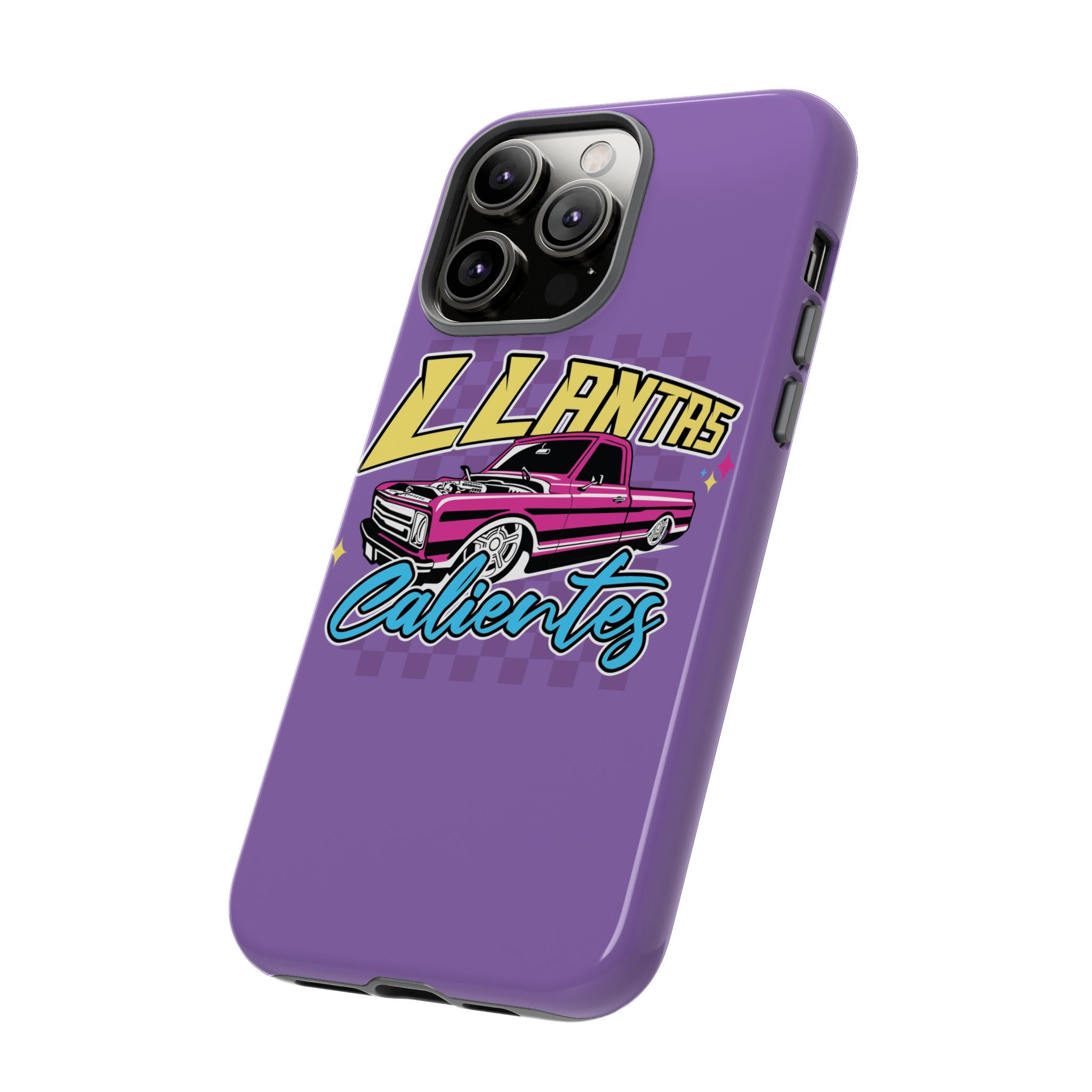 Trendy phone accessory with vibrant Llantas Calientes artwork