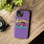 Llantas Calientes purple iPhone case with retro truck design