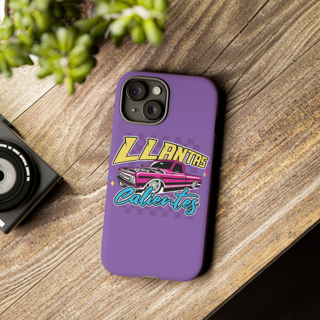 Purple car culture phone case with bold truck graphic