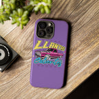 Glossy protective iPhone case featuring colorful lowrider artwork