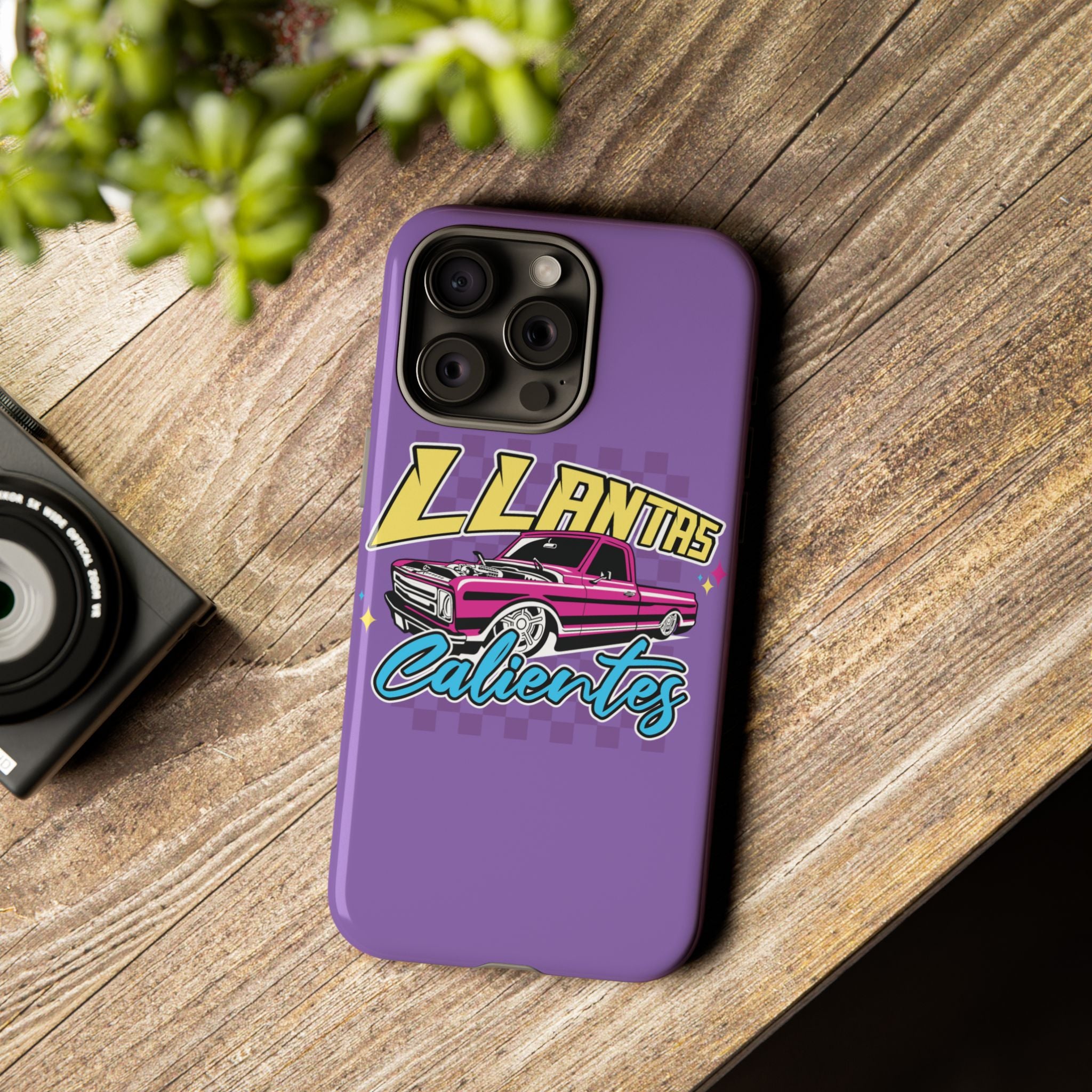 Glossy protective iPhone case featuring colorful lowrider artwork