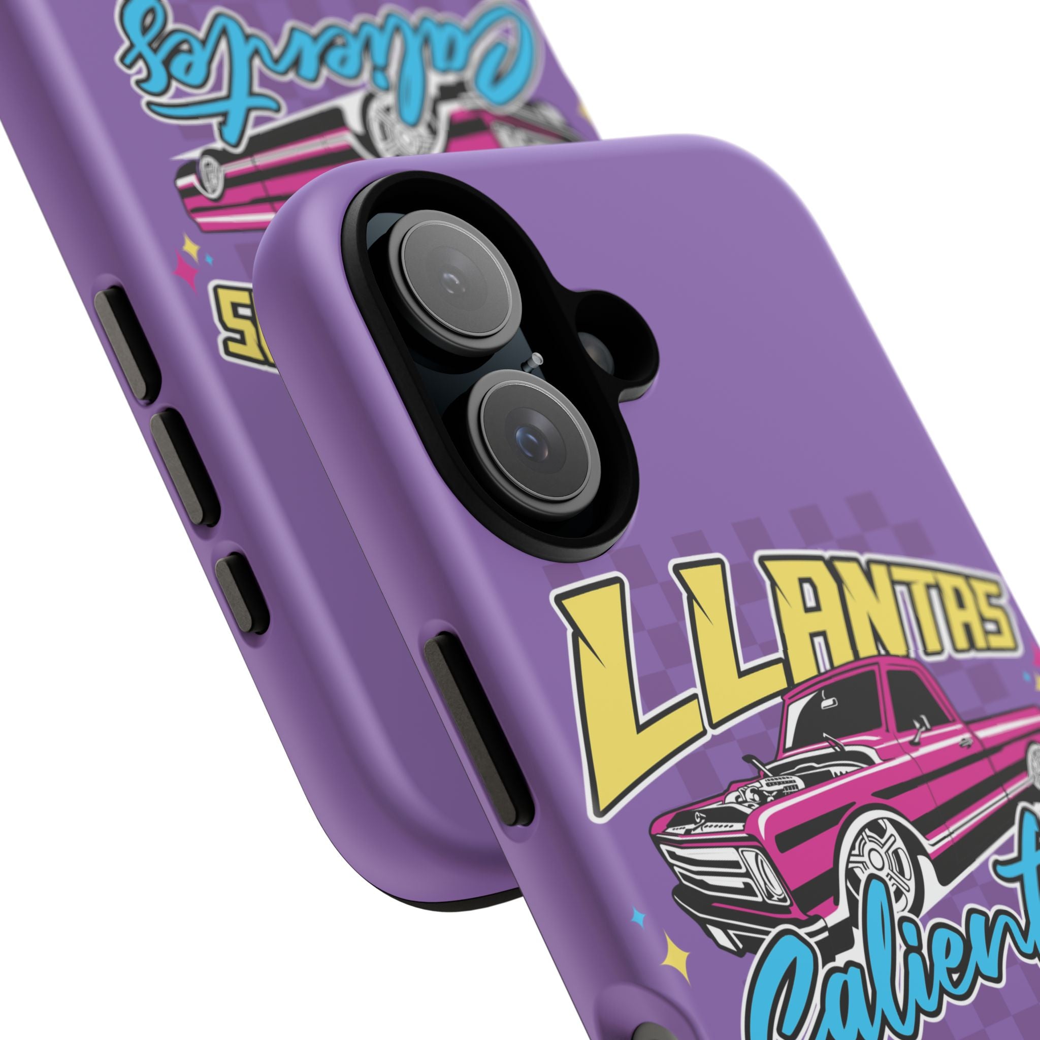 Retro car culture iPhone case with vibrant truck artwork