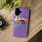 Glossy protective iPhone case featuring colorful lowrider artwork