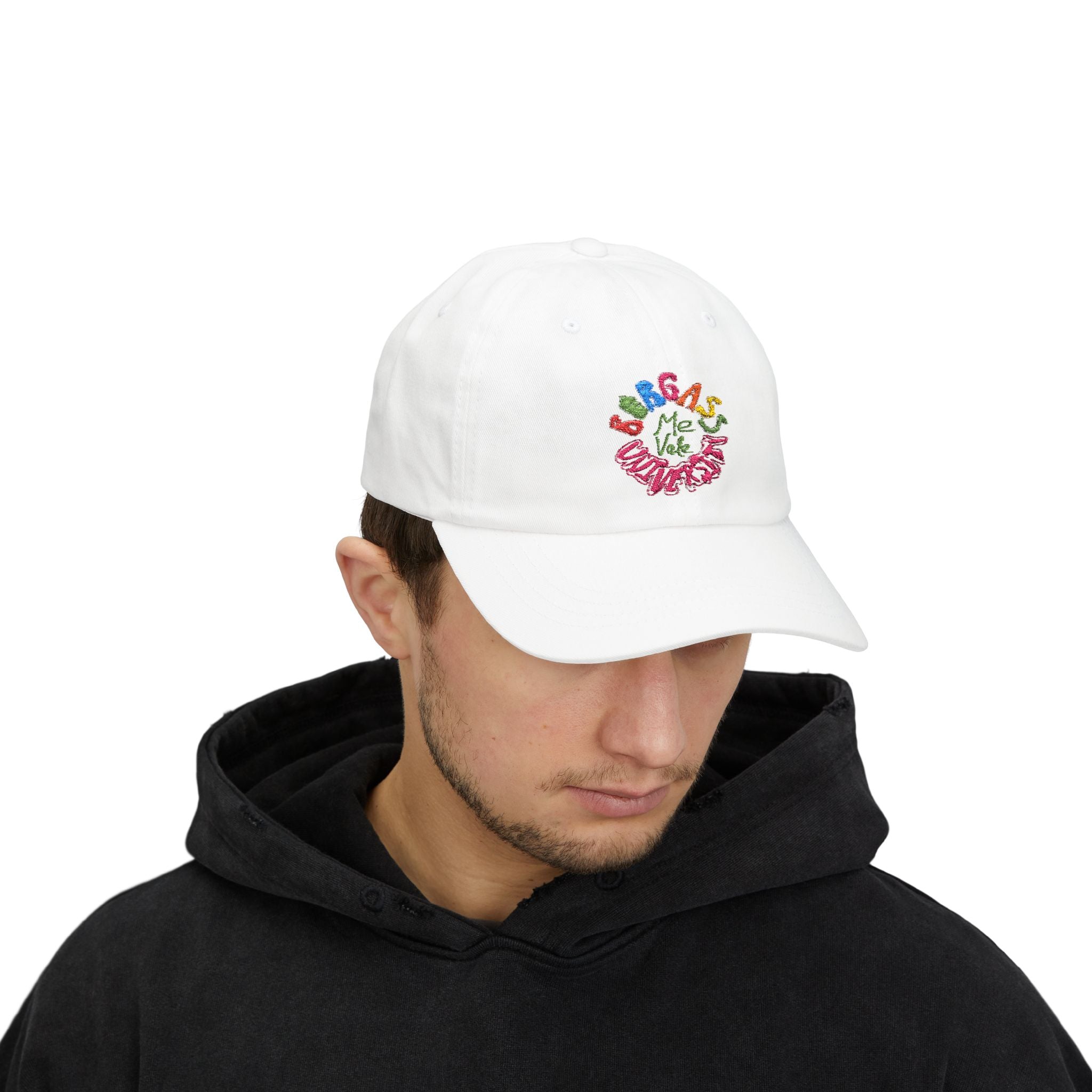 Summer dad hat with vibrant embroidery and curved visor
