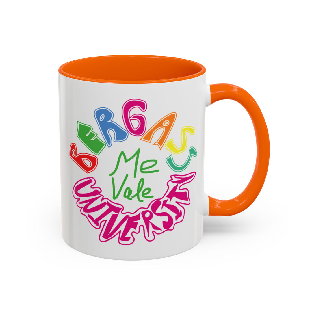 Bright ceramic coffee mug with Me Vale Bergass University logo design
