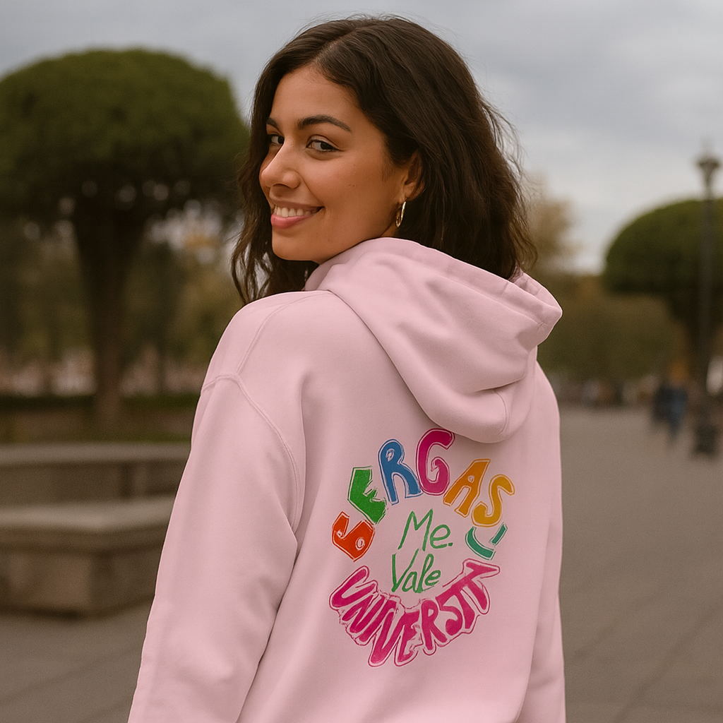 Me Vale Bergass University unisex hoodie sweater with bold embroidered design