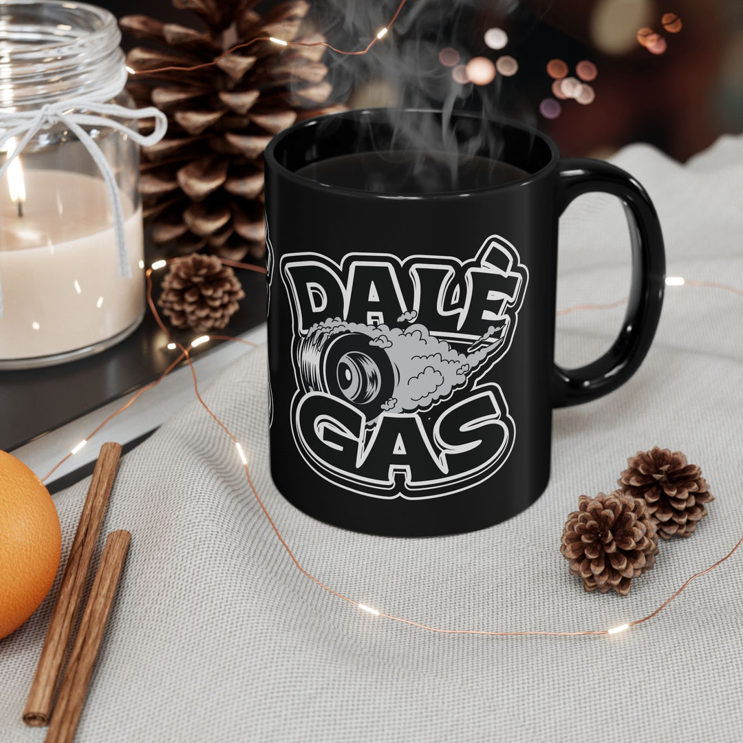 Bold ceramic mug with Dalè Gas design, gift for racing lovers