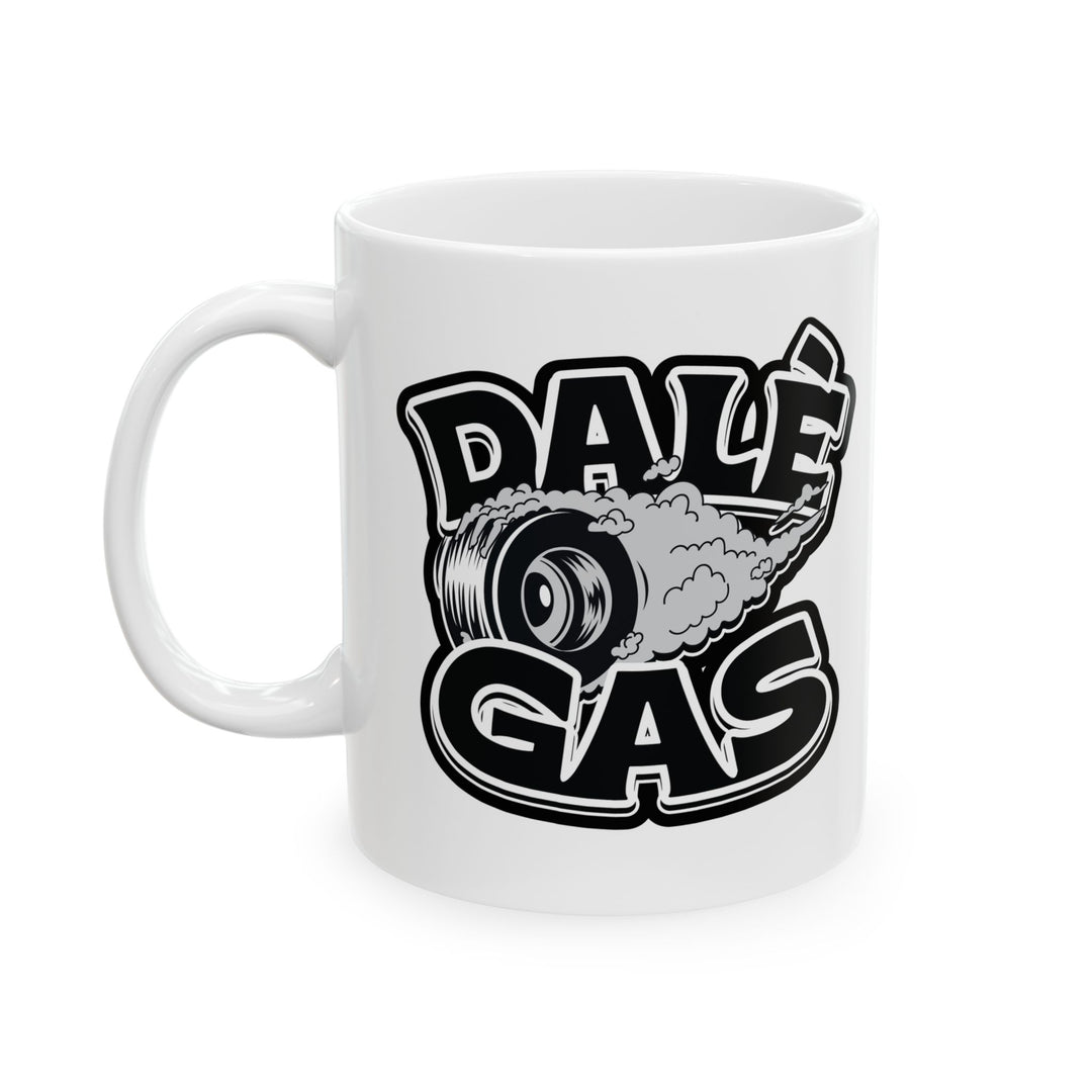 Editorial-quality product shot of Dalè Gas Black white ceramic coffee mug