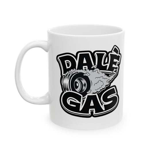 Editorial-quality product shot of Dalè Gas Black white ceramic coffee mug