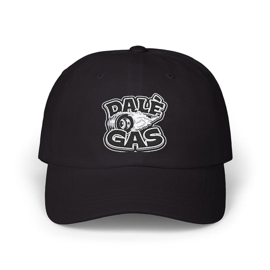 Lifestyle close-up of Dalè Gas Black hat with embroidered logo