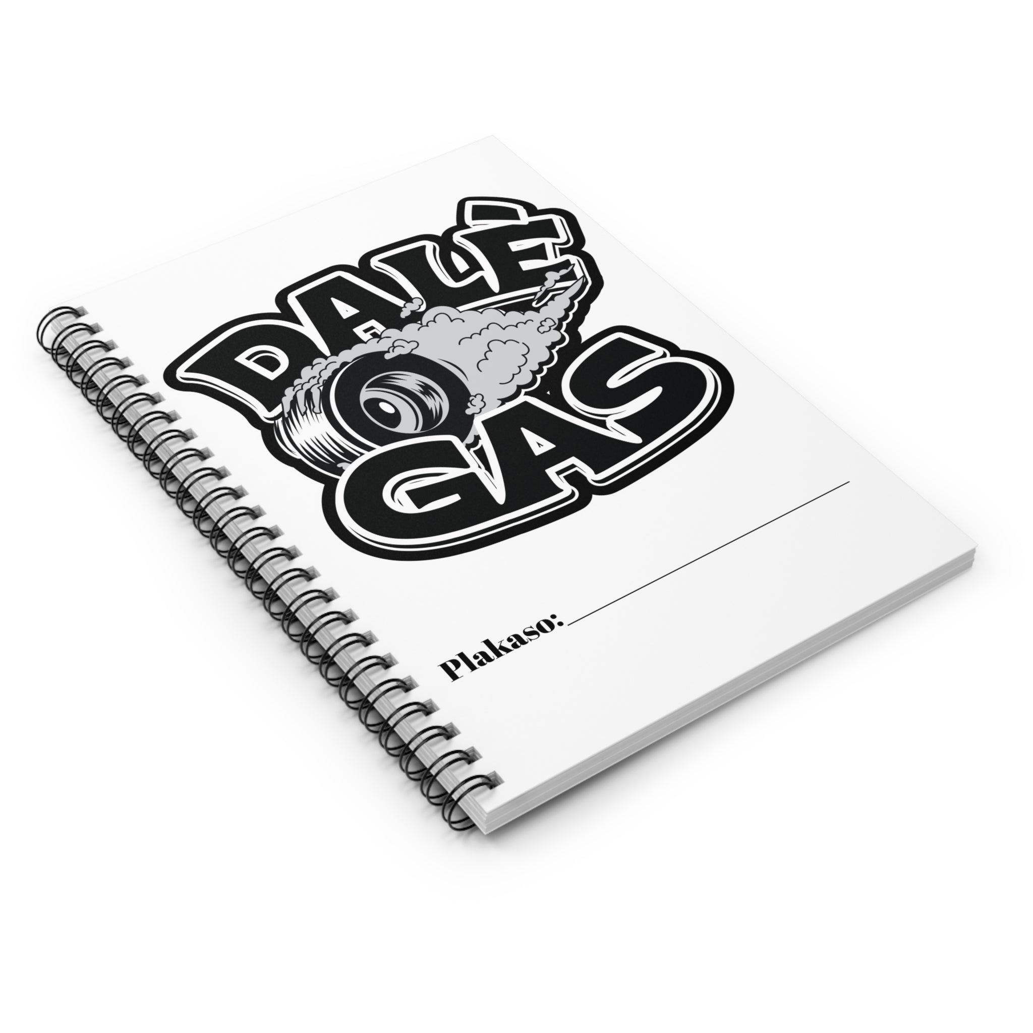 Close-up of Dalè Gas spiral notebook cover design