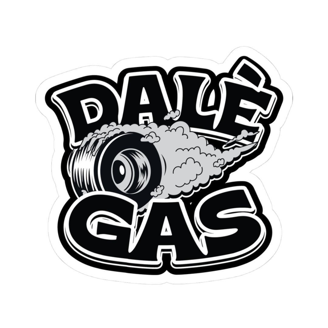 Dalè Gas vinyl decal with bold lettering and tire smoke