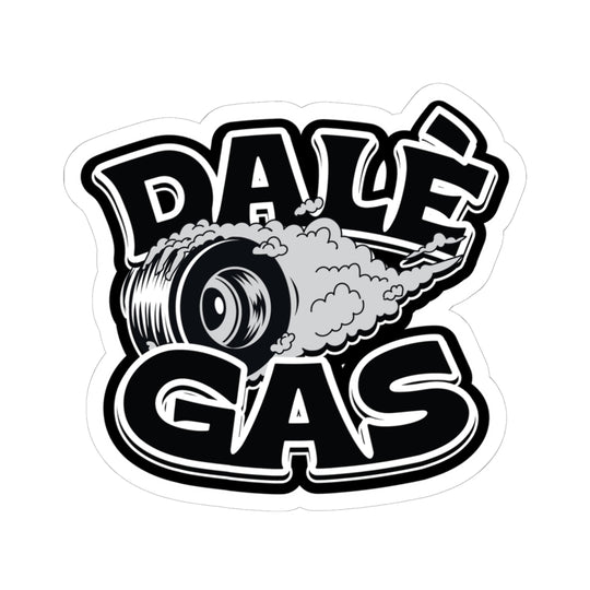 Durable weatherproof Dalè Gas sticker on white background