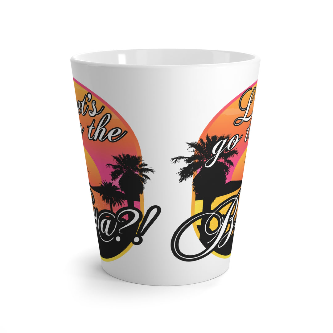 Gift latte mug for coffee lovers with humorous slogan and glossy finish