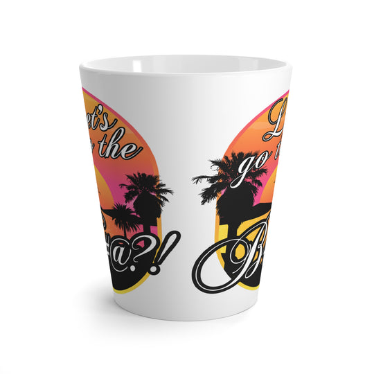 Gift latte mug for coffee lovers with humorous slogan and glossy finish