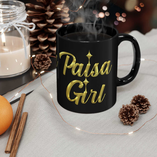 Paisa Girl Black Ceramic Mug