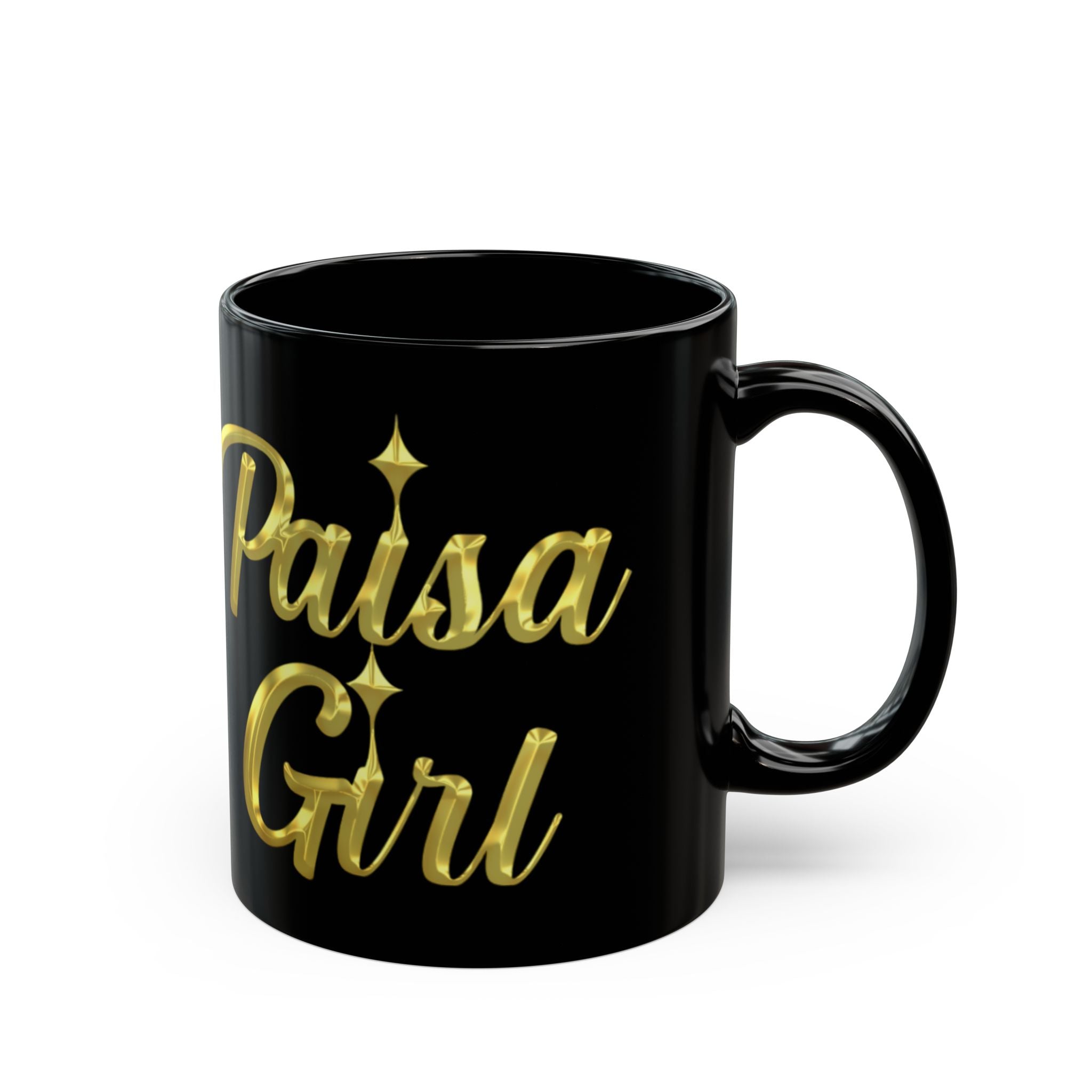 Photorealistic kitchen scene highlighting paisa black ceramic mug as a cultural statement piece with inviting, warm steam detail