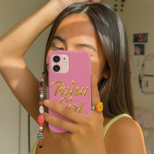 Paisa Girl 💃🏼 Pink iPhone Case | Bold Gold 💖Lettering Protective Cover