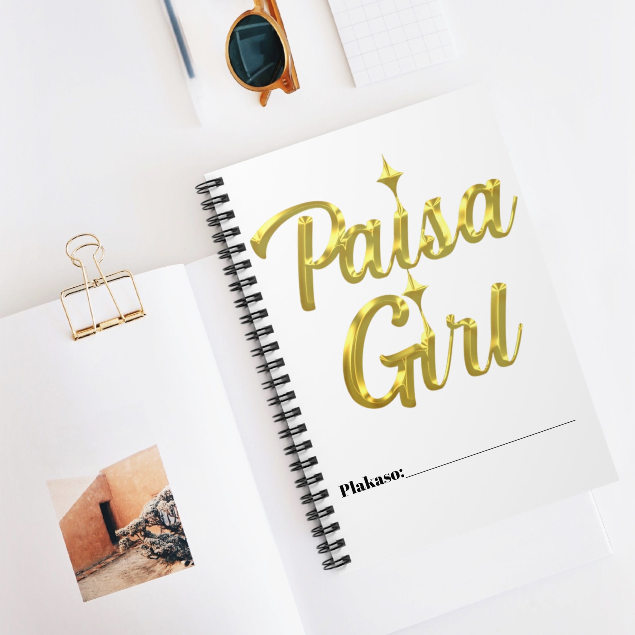 Stylish Paisa Girl spiral notebook with cultural pride design