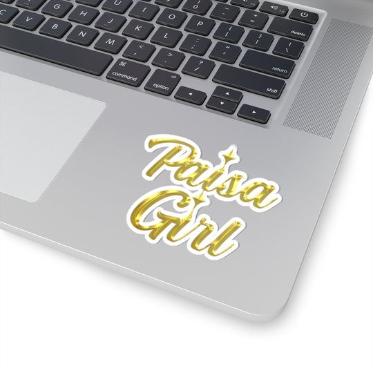 Durable Paisa Girl sticker with gold lettering for creative use